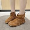 Women Autumn Flat Heel Ankle Boots Retro Suede Tassel Woman Boots Fashion Round Toe Soft Sole Femmes Casual Shoes Plus Size 43