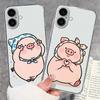 For iPhone 17 Air 16 15 14 13 Pro Max Plus 16e Luxury Clear Phone Case Cute Couple Piggy Pattern Soft Silicone Anti Slip Shell For iPhone Bumper Cover
