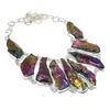 Natural Peacock Titanium Aura 925 Sterling Silver Jewelry Necklace 18" M1n46