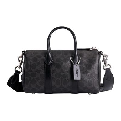 Coach Compass 25 Фирменный Принт Синтетическая Кожа Боулинг Сумка Унисекс Сумка Через Плечо Черный CCF49-OY2