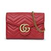 Gucci GG Marmont Vintage Logo Chain Leather Envelope Shoulder Bag Women Shoulder Bag Red 474575-DTD1T-6433