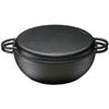 Ishigaki Iron Pot, Multi-Purpose Pot, IH Compatible, with Ceramic Bowl, Cast Iron, 33cm Wide X 26.5cm Deep X 12cm High, Iron Pot with Ceramic Bowl, Bo