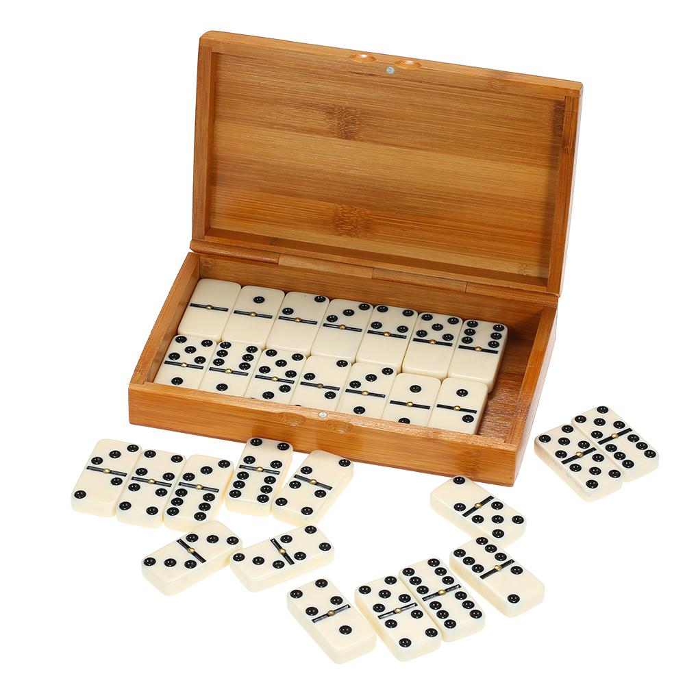 Double Six Dominoes Set Entertainment Recreational Travel Game Toy Black Dots Dominoes
