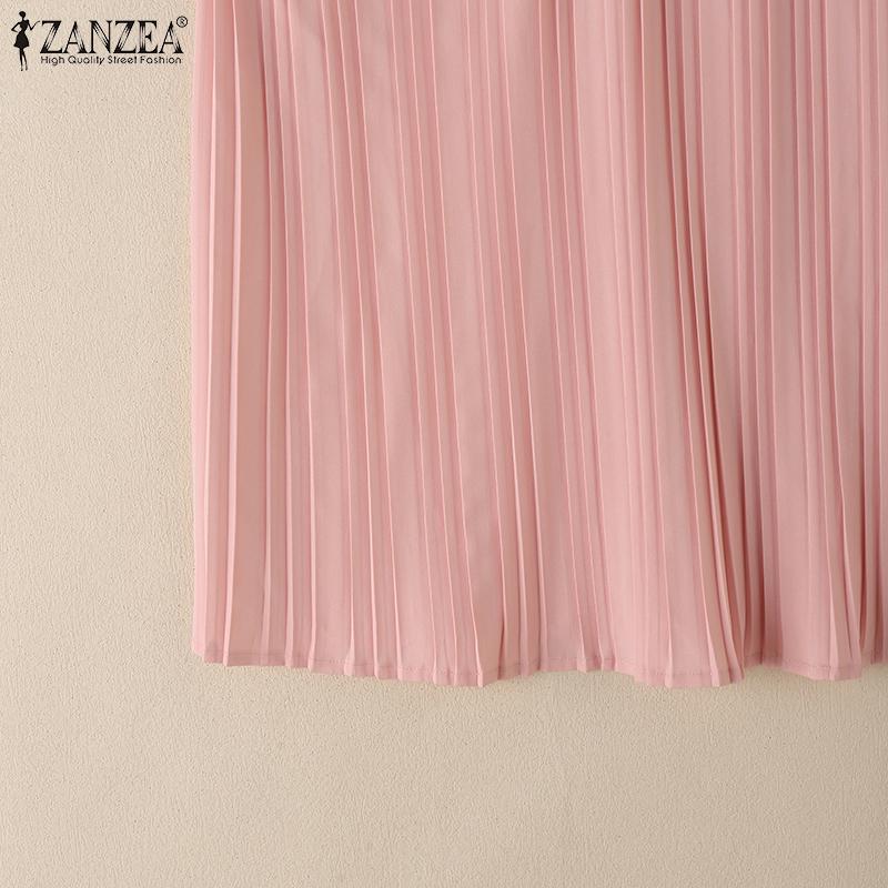 ZANZEA Женская повседневная блузка с круглым вырезом, однотонная, свободного кроя, без рукавов