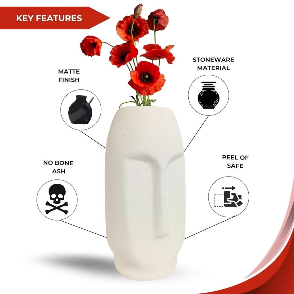 Latest Ceramic White Face Vase' 8 Inch - Set of 1 | Decorative Face Vase for Dried Flowers and Pampas Grass | Vases for Home Decor