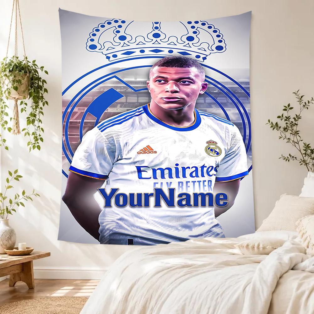 Mbappe Customize Text Tapestry Foldable Wall Tapestry Soft Durable Fabric Ideal for Meditation Room All-Season Use Unique Gift for Family Friends