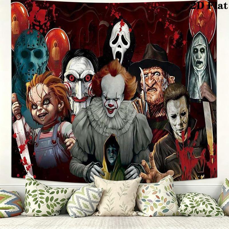 Horror Halloween Wall Tapestry Aesthetic Wall Hanging Printed Fabric Blanket Decorative Tapestries for Bedroom Living Room Home Decor