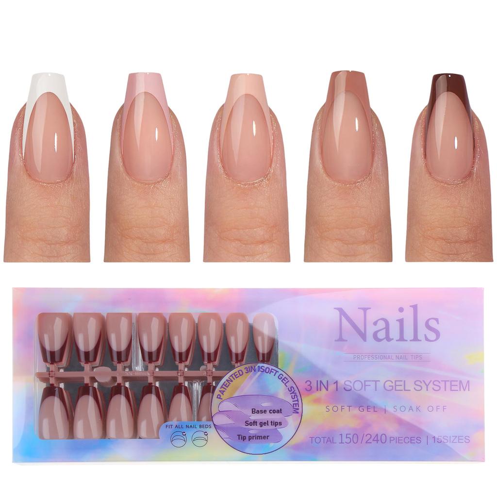 Накладные ногти с французским типом Съемные накладные ногти Накладные ногти с полным покрытием Искусственные накладные ногти Маникюрные принадлежности