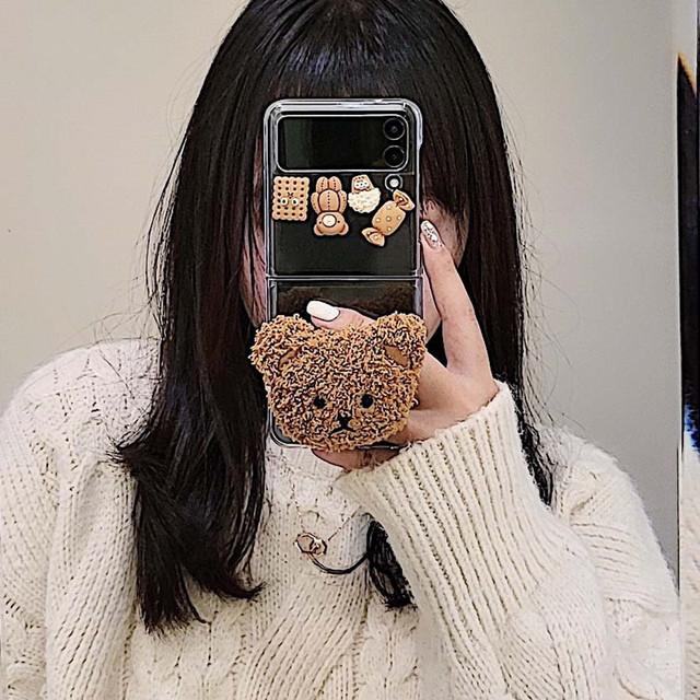 Корейский чехол с медведем для Samsung Zflip 3 5g, милый чехол-держатель для телефона с мультяшным рисунком для Galaxy Z Flip 3 Zflip 4 Kawaii, ультратонкий чехол Zflip