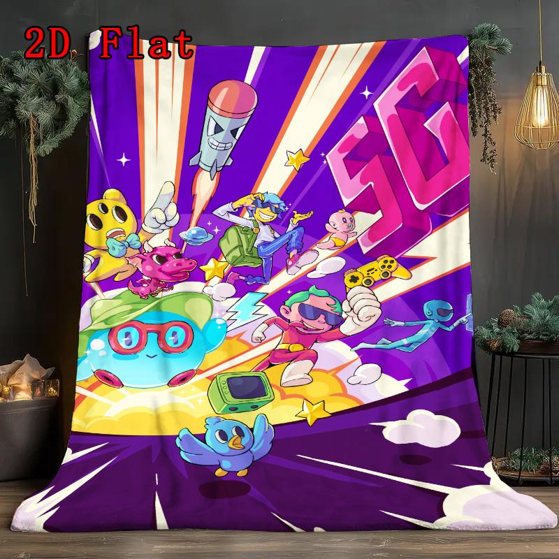 Gaming Adventure Characters 2D Flat Pattern Flannel Blanket High quality All Seasons Warmth and Comfort Perfect for Christmas Gifts.