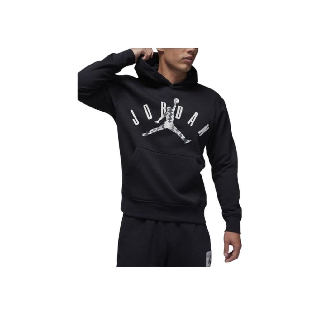 Jordan Letter Print Hooded Pullover Sweatshirt Men Tops Black FD7416-010