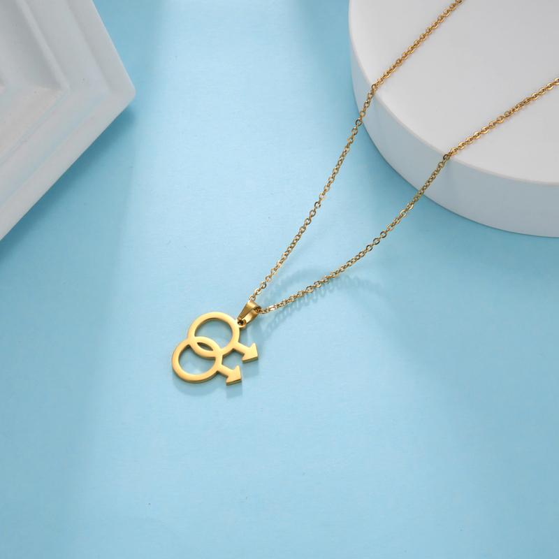 Teamer Gay Pride Necklace For Men Stainless Steel Pendant Man Male Symbol Necklaces Fashion Jewelry Gay Sign Gift Wholesale
