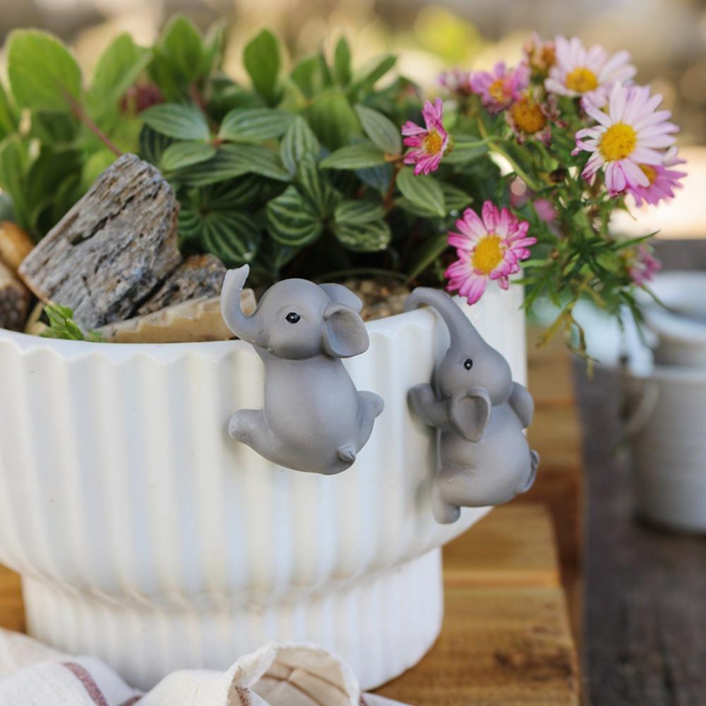 Cartoon Elephant Bonsai Pendant Cute Animal Statue  For Office Outdoor Plant Decor