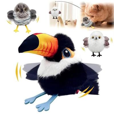 Электрическая поющая птичка, перезаряжаемая через USB, активируемая касанием, интерактивная, пищащий звук для кошки, автоматический танец, упражнения для кошки