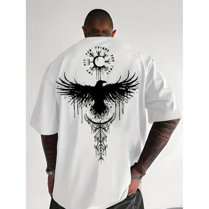 Mens Loose Fit Cotton Graphic Tee Short Sleeve Crew Neck T-Shirt Streetwear Casual