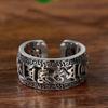 Hollow Six-character Mantra Ring with Open Opening for Men and Women, Protective Trendy Men's Retro Single Ring