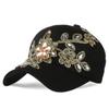 Rhinestone Women's Hat Sun Hat Golden Flowers Diamond-studded Baseball Caps Cowboy Hat Cap