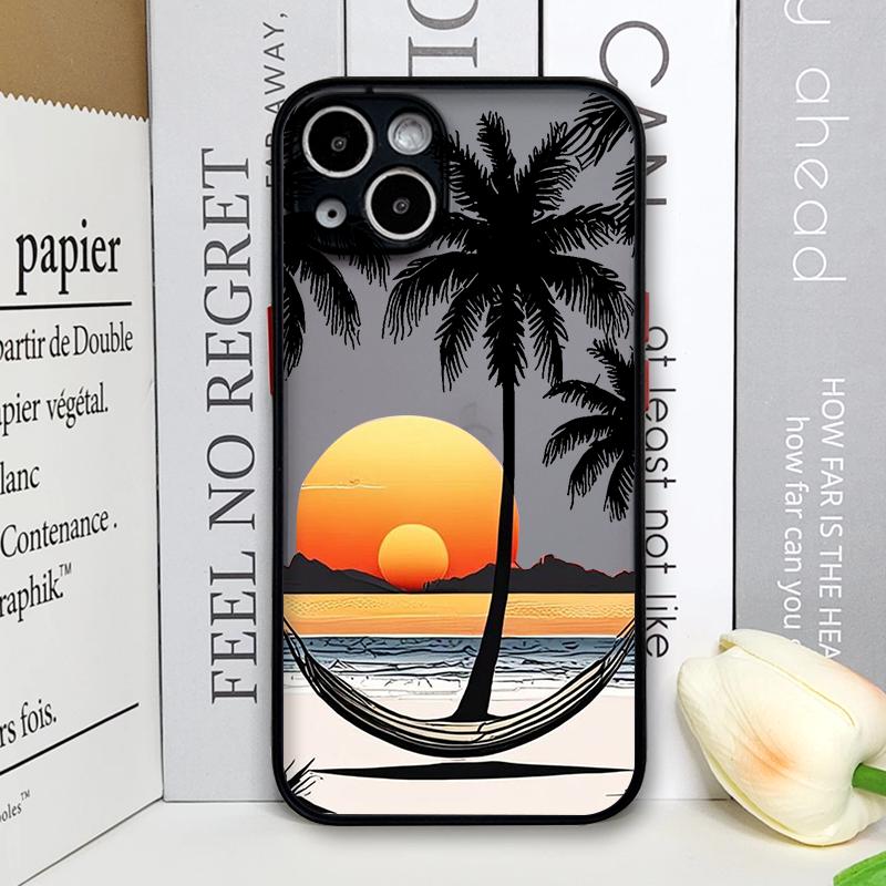 Черный Чехол для Телефона с Принтом Пальмы Кокоса для IPhone 16 14 15 Pro Max 11 12 13 PRO MAX Mini 7 8 Plus X XS Ударопрочный Жесткий Чехол