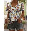 Women's T Shirt Floral 3D Stylish Casual Short Sleeve V Neck Regular Tops Daily Print Off-white Summer