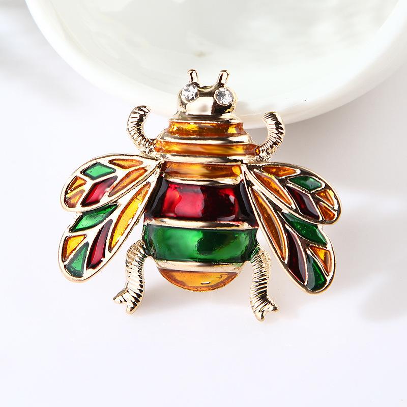 Винтажная окрашенная брошь в виде пчелы, модная эмалевая симпатичная булавка в виде насекомого, булавка для воротника в виде жука, женская одежда