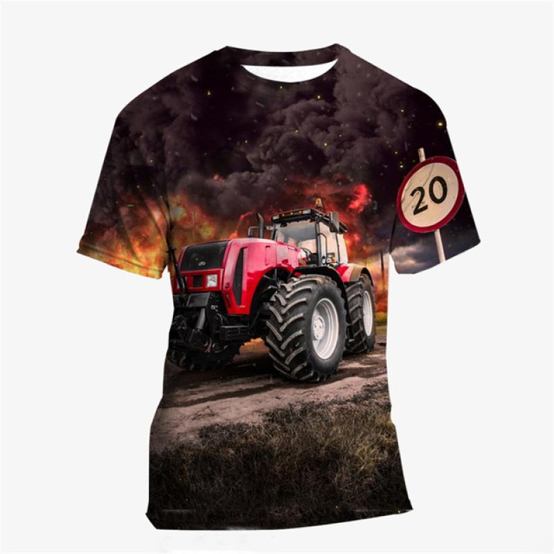 Верхняя одежда для детей 2024 года, новые летние повседневные детские футболки, футболка для мальчиков, 23 цвета, футболки с изображением машин, тракторов, для девочек
