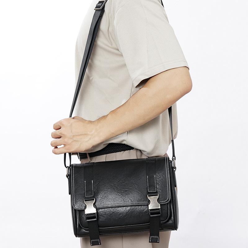 Сумка через плечо из натуральной кожи, мужская, с клапаном через плечо, большая вместимость, верхний слой из коровьей кожи, модная мужская сумка для машинного шитья