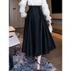 Elegant Black Skirt for Women High Waisted Flared Skirts with Pockets