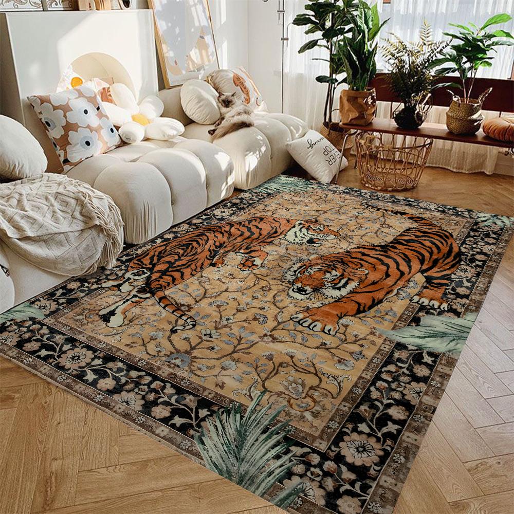 Ковер с принтом ретро-тигра для декора гостиной и спальни, абстрактный современный ковер большой площади, роскошный арт, кофейные столики, напольные коврики