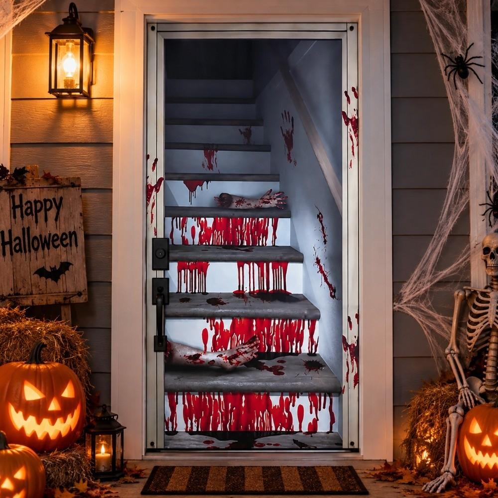Ghost Blood Stain Skeleton Halloween 2D Door Banner Rectangular Halloween Background Banner Party