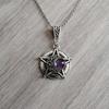 Gothic Pentagram Crescent Amethyst Pendant Necklace