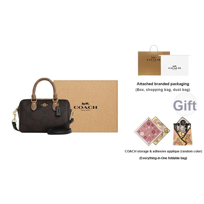 Coach Роуэн 18 Кожаная сумка через плечо с верхним клапаном Маленькие женские сумки Коричневый CAB16-IMXI8