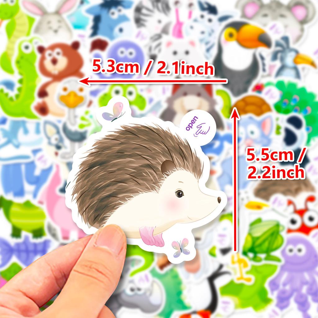 100 Children's Cute Little Animals Graffiti Stickers Easy To Tear with Small Handle Cartoon DIY Baby Stickers