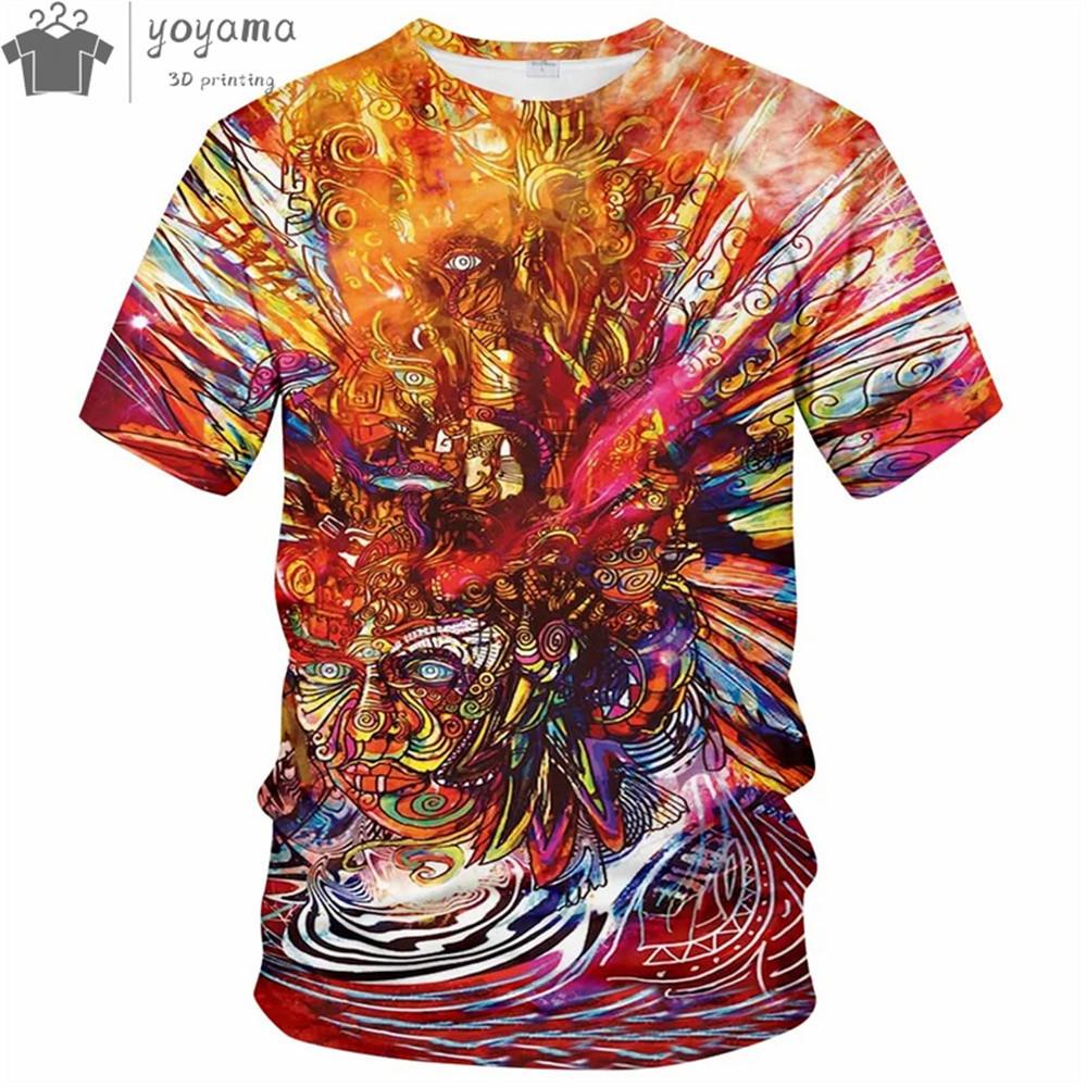 Красочная футболка с принтом «Trippy» для мужчин, крутые дизайны, футболки, летняя повседневная футболка с коротким рукавом и круглым вырезом