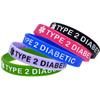 5 Pcs TYPE 2 DIABETIC Silicone Wristband Soft Bracelets for Daily Reminder