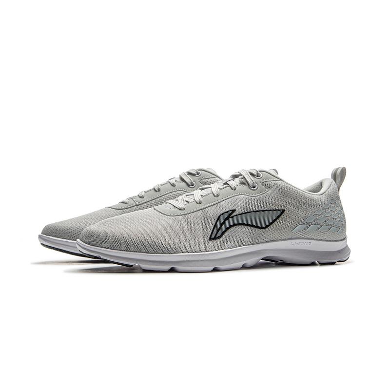 Li Ning Удобные Модные Универсальные Амортизирующие Нескользящие Износостойкие Низкие Повседневные Кроссовки для Бега Мужские кроссовки Светло-серый ARSV073-2