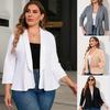 Women's White Blazer Jacket with Flared Sleeves, Casual Slim Fit Suit Coat for Office or Daily Wear