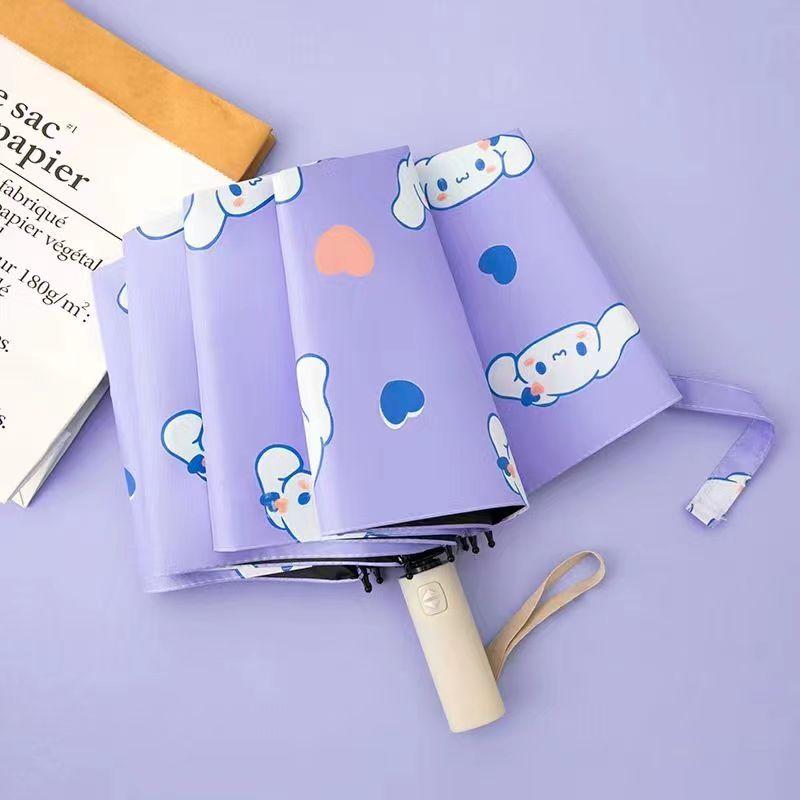 Детский автоматический зонт от дождя, ветрозащитный складной зонт с черным покрытием, анти-УФ-зонт, милый зонтик для мальчиков и девочек