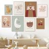 Детские кавайные гусиные леопардовые медведи вишня бабочка настенные художественные постеры скандинавские картины на холсте и принты настенные картины декор детской комнаты