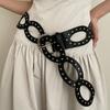 Adjustable PU Leather Waistbands Elliptic Geometry Rivet Waist Belt Cowgirl Waist Belt  Woman/Girls