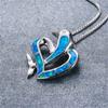 Boho  Animal Dolphin Heart Pendant Necklace for Women Girl  Imitation Blue Opal Necklace Wedding Jewelry