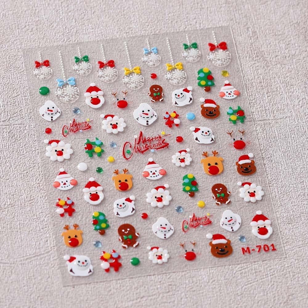 Cartoon Christmas Nail Decals Santa Claus Xmas Nail Decorations Christmas Nail Stickers  Winter