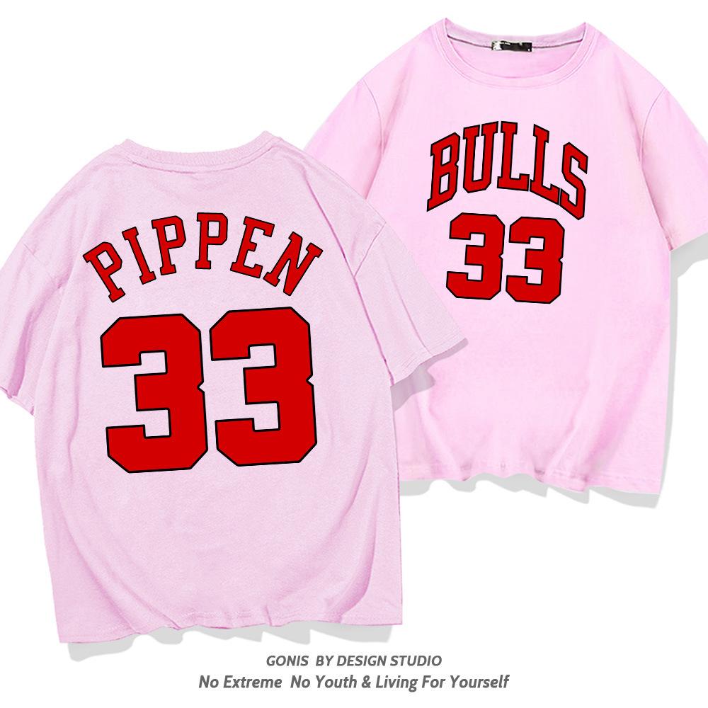Pippen No. 33 short-sleeved T-shirt for men's summer young students trendy basketball sports loose half-sleeves
