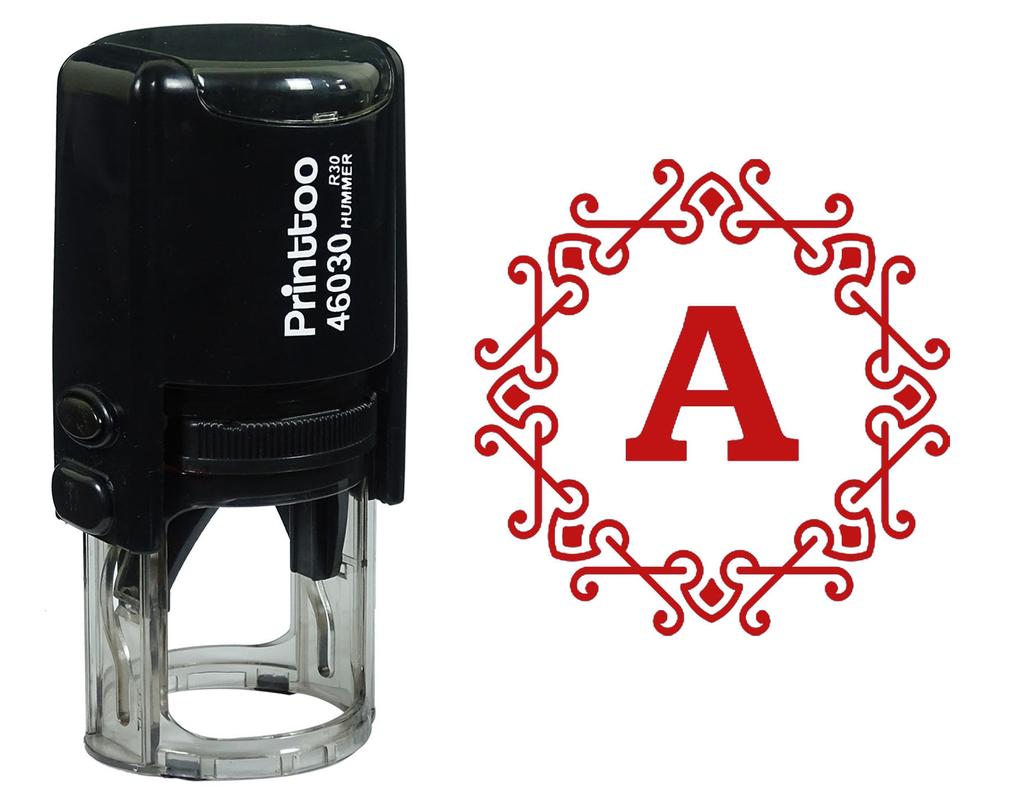 Printtoo Alphabet A Monogram Octagon Celtic Swirl Frame Self Inking Rubber Stamp Office