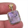 Natural Charoite Gemstone 925 Solid Sterling Silver Two Tone Pendant 1" T1i76