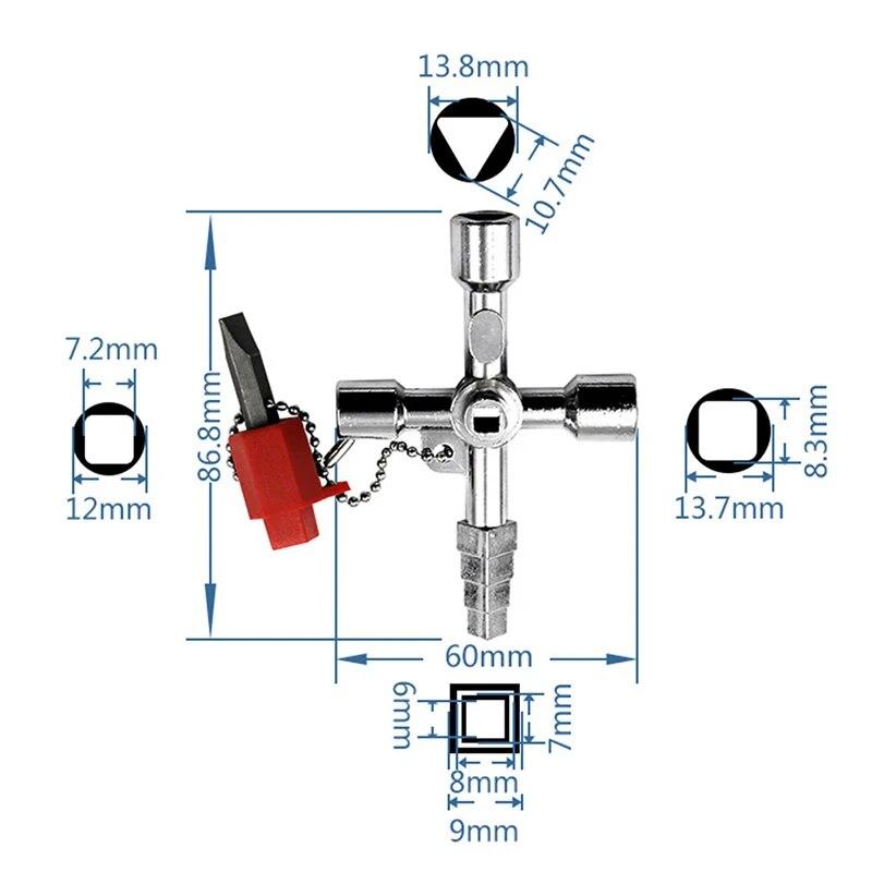 Многофункциональный водопроводный треугольный ключ, сантехнический гаечный ключ, квадратный треугольный поезд, электрический шкаф, шкаф для лифта