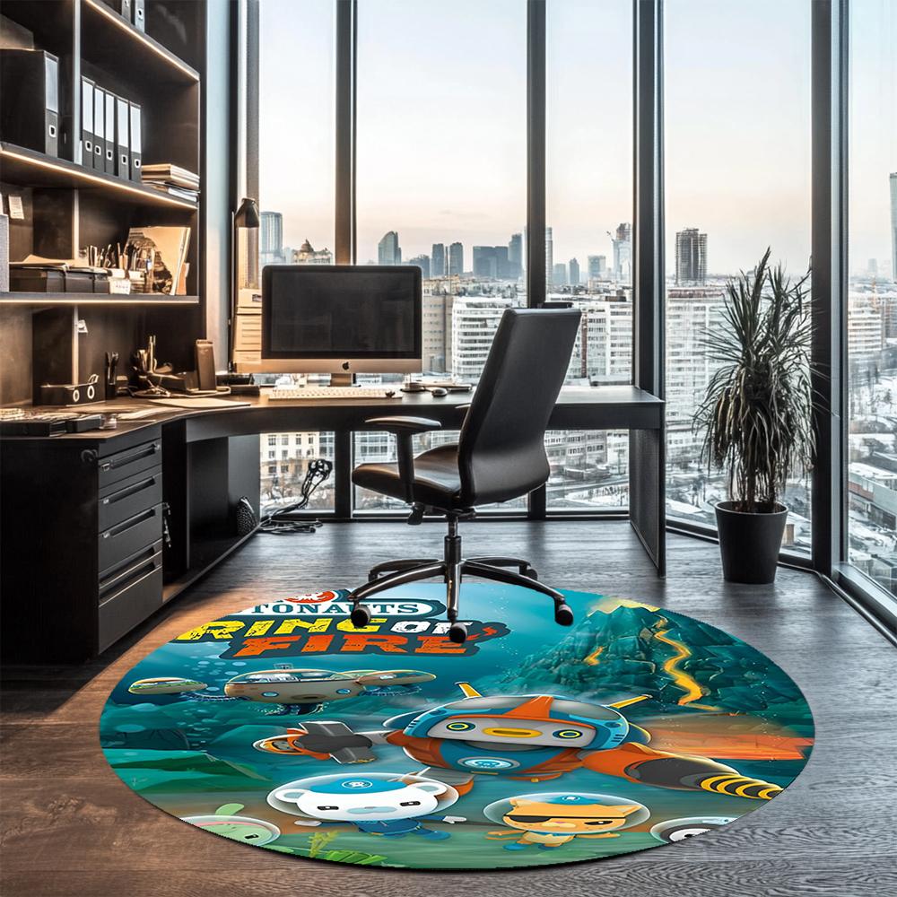 Octonauts Printed Round Rug Carpet Chair Rug Area Rug Entryway Doormats,for Office Chair Living Room Bedroom Kitchen Room.