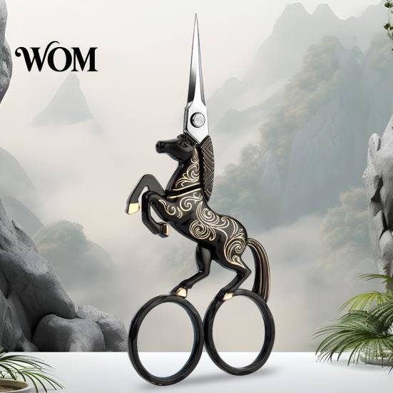 Lightweight Tailor Scissors Retro Style Scissors, Double-Ring Horse-Shaped Handle Stainless Steel Sharp Gift Collectible Scissor Set Pointed Blade for