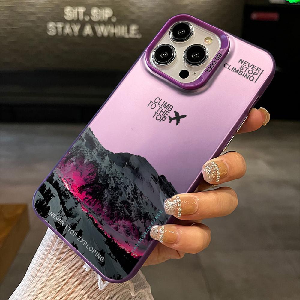 Чехол для телефона IMD с изображением горного пика и самолета для iPhone 17 15 Pro Max Чехлы iPhone 11 12 13 ProMax 14 16 Plus 7 XS XR Ударопрочные Fundas