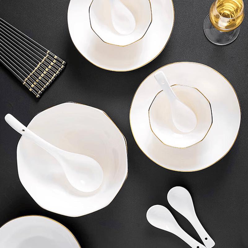 APLO Porcelain Love Gold Rim 24-Piece Dinnerware Set