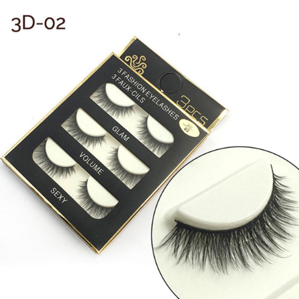 3 Pair Waterproof Handmade Mink Hair Thick Eye Lash Extension  3D Mink Natural Long False Eyelashes